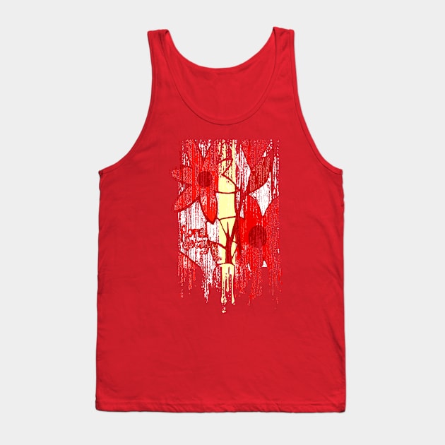 Red Floral Decay Tank Top by Alan Hogan